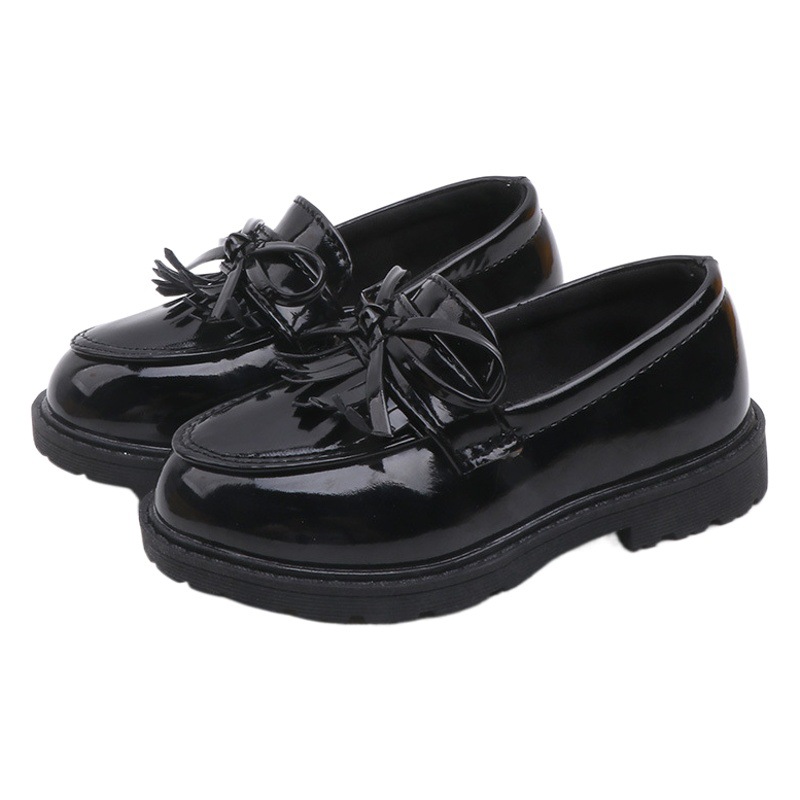 Retro Girls Patent Leather Single Leather Shoes Performance Kidsren's Shoes Women's 2023 Kidsren's Leather Shoes Pu Princess Shoes Flats Non-Slip Spring