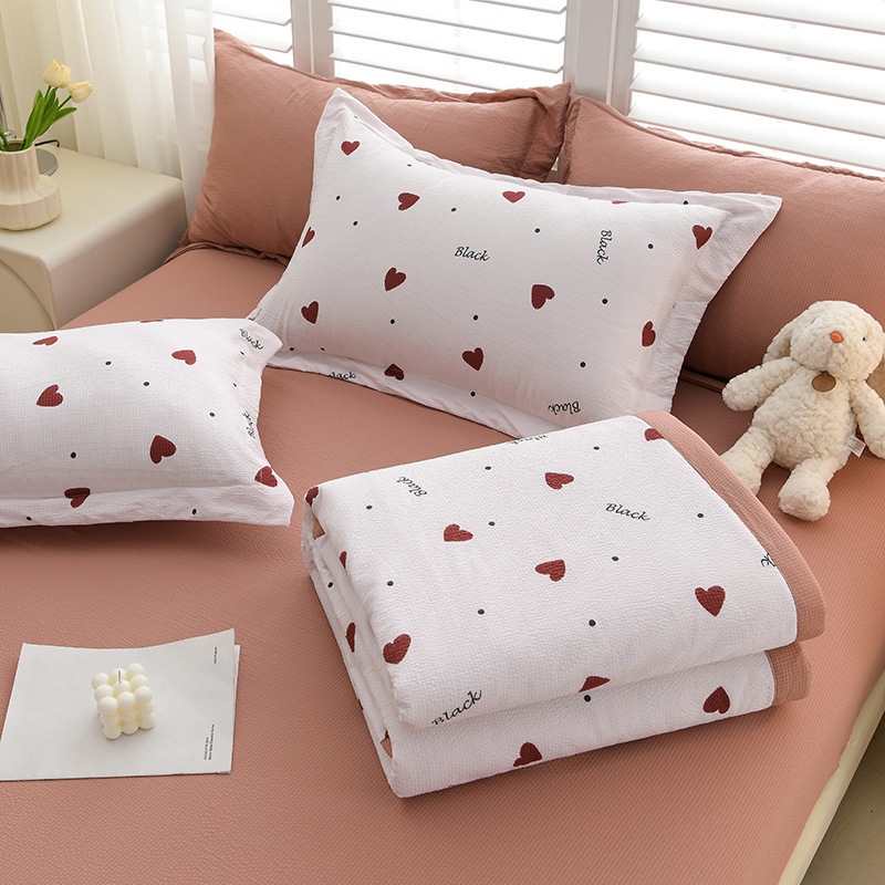 Class a Small Fresh Seersucker Air-Conditioning Quilt Summer Cool Quilt Four-Piece Set Live Supply One Piece Drop Shipping