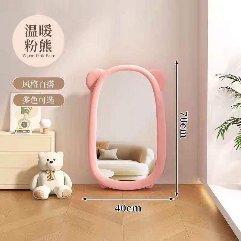 Picture of Golden bear high-value wavy full body mirror ins bedroom photo Douyin princess dressing mirror soft bag fitting mirror