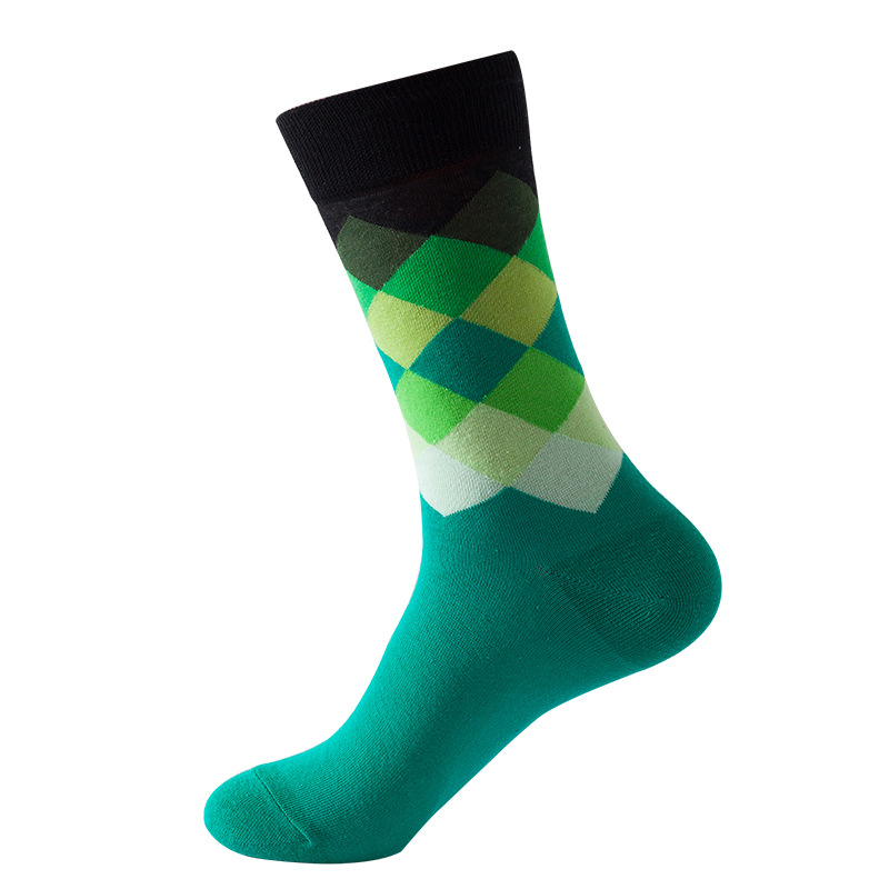Picture of European and American Ins Style Mid-Calf Socks for Women Amazon Trendy Socks Supply Diamond Pattern Fashion Trendy Socks Wholesale in Stock