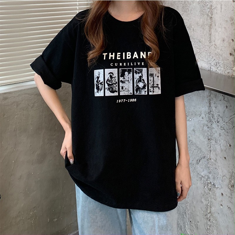 Picture of Short-Sleeved Women's Mid-Length T-Shirt Korean Style Loose Bottoming Shirt 2025 Summer New Ins T-Shirt Top
