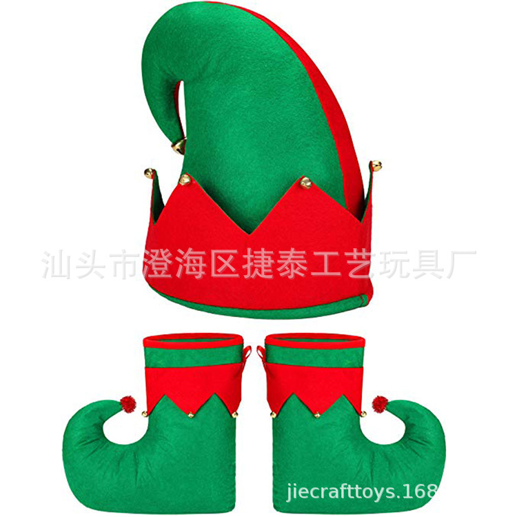 Christmas Elf Shoes Christmas Socks Ball Dress-up Elf Candy Shoes Hat Cross-border E-Commerce Amazon