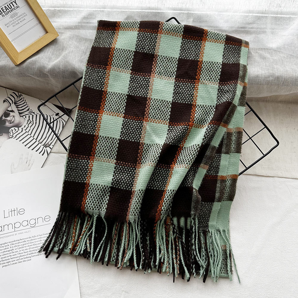 Picture of New Black and White Plaid Scarf Women's Korean Style Winter Warm All-match Imitation Cashmere Scarf Shawl High-end Couple Scarf