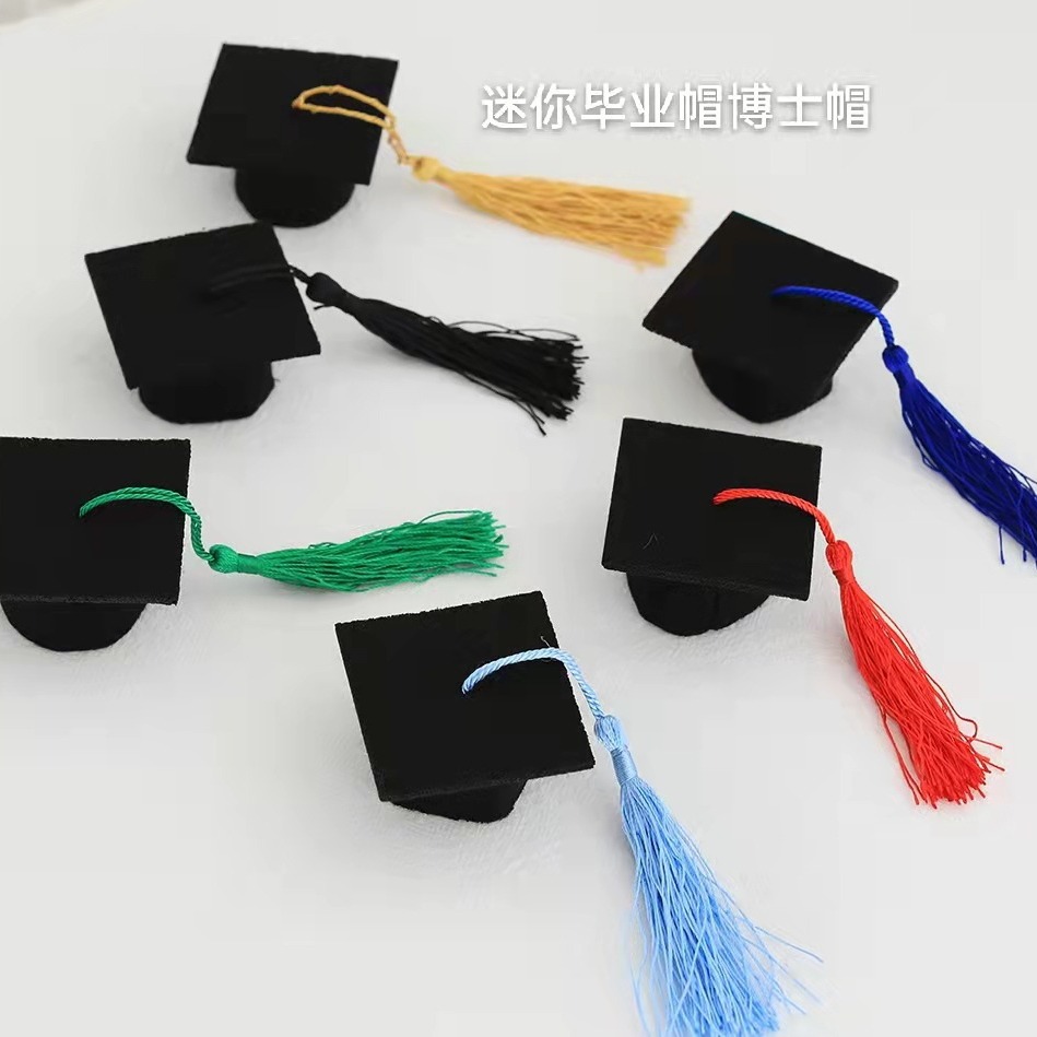 Picture of Mini Doctor's Hat, Bachelor's Graduation Hat, Wine Bottle, Small Hat, Decorative Hat, Cake Decoration Insert, Foreign Trade Wholesale