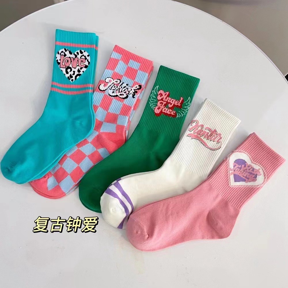 Women's Korean Style Spring and Summer Long Cotton Socks, Versatile for Outdoor Wear, Street Style, Trendy American Retro High Socks
