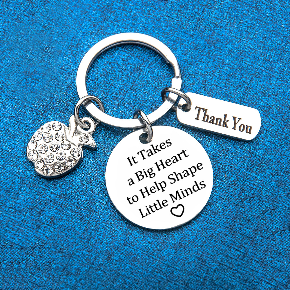 New Style Teacher's Day Gift It takes a big heart Thanksgiving Apple Stainless Steel Keychain