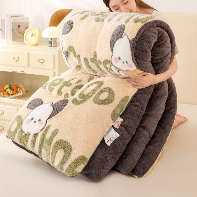 Picture of Lamb Velvet Quilt Winter Quilt Milk Velvet Coral Velvet Spring & Fall Quilt Student Dormitory Single Quilt Quilt Core Does Not Shed Lint