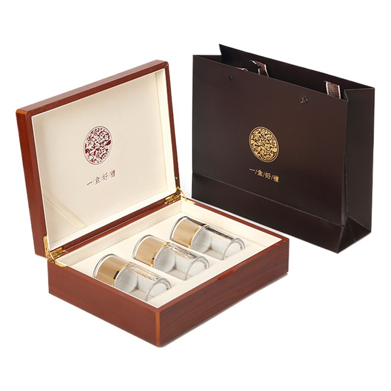Huoshan Dendrobium candidum gift box high-grade packaging box 100G 150g maple bucket gift box wholesale carved wooden box