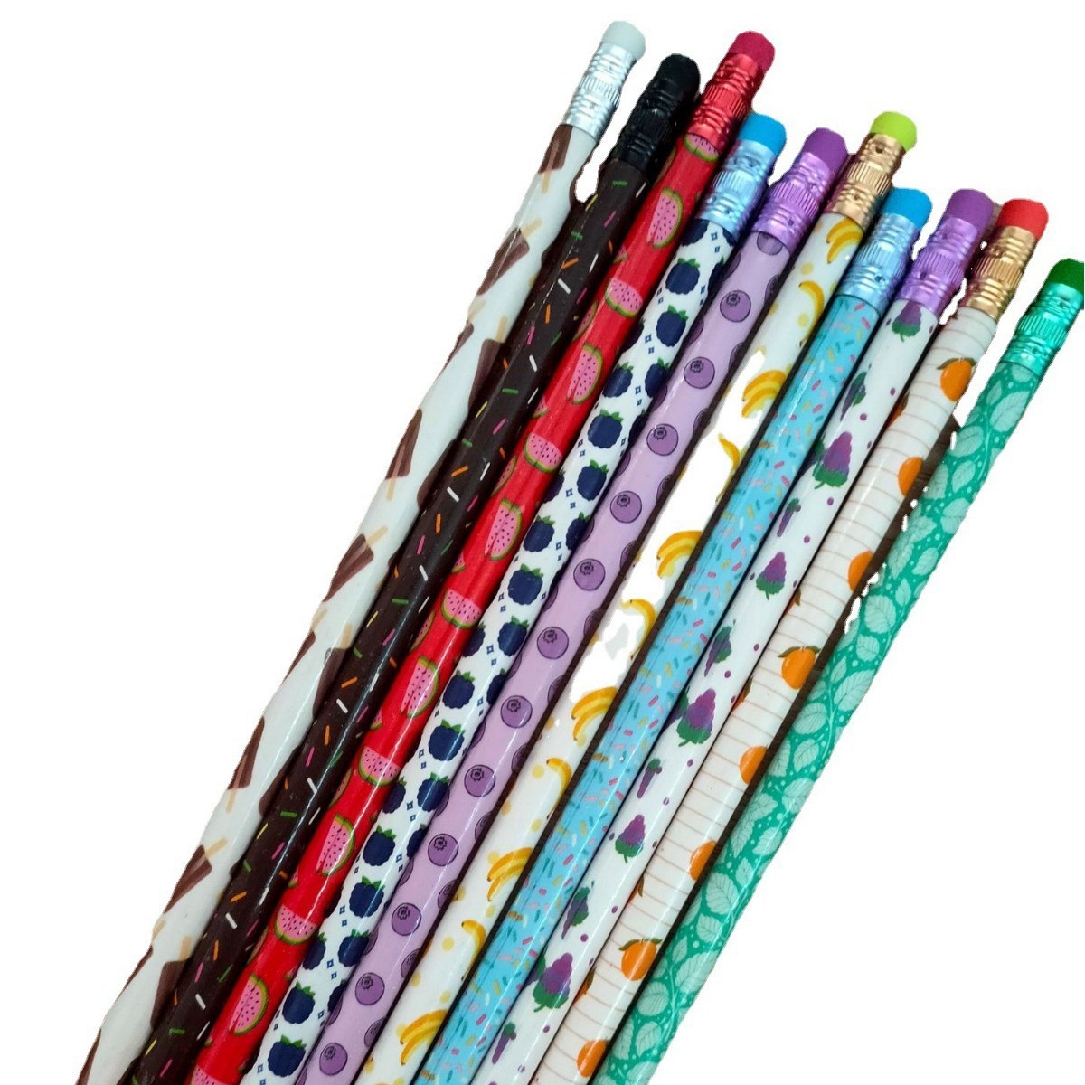 Picture of Set 2b Sketch Fruit Pattern Chenguang Primary School Stationery Gift Color Pen Scraping Incense Pen Wooden Pencil