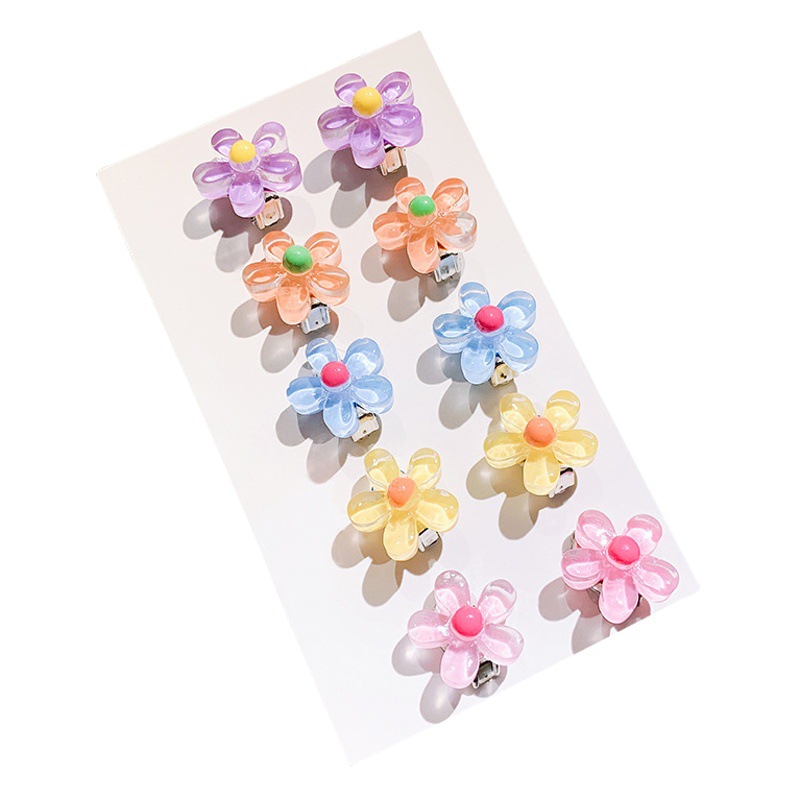 10-piece Children's earrings ear clip without pierced Princess cute flower anti-pain earrings fashion trendy catwalk jewelry