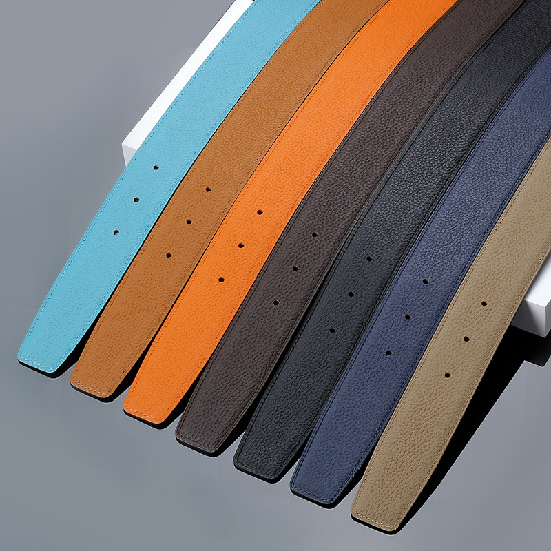 Belt Factory Cross-Border 3.2 Double-Sided Original First-Layer Cowhide Pebbled H Replacement Belt 3.8 Headless Belt for Commuting