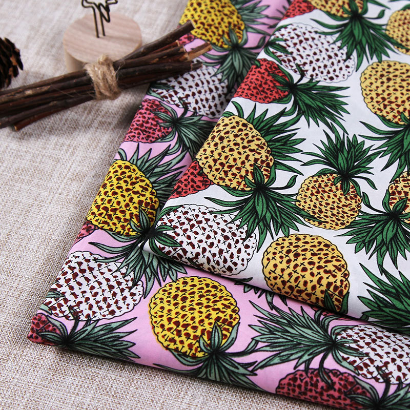Cotton Printed Fabric Pineapple Pattern Reactive Printing and Dyeing Woven Fabric Spring and Summer New Women's Fashion Fabric