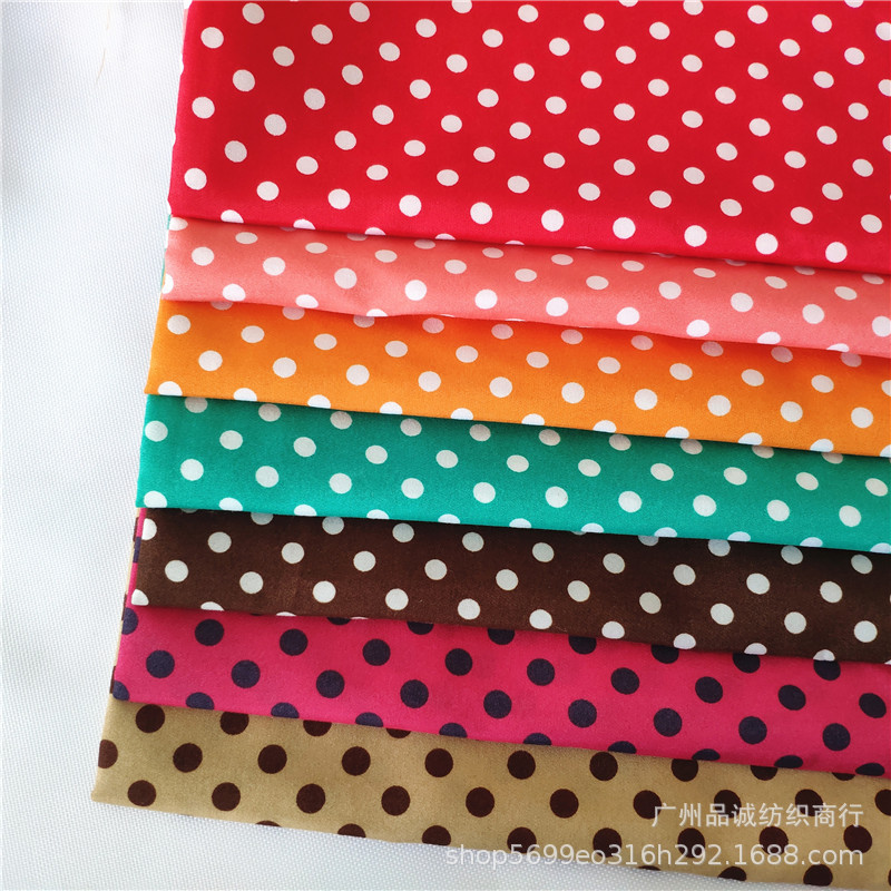 Polyester polka dot printed cloth peach skin velvet 0.6 polka dot printed fabric toy shoes and hats luggage printed lining