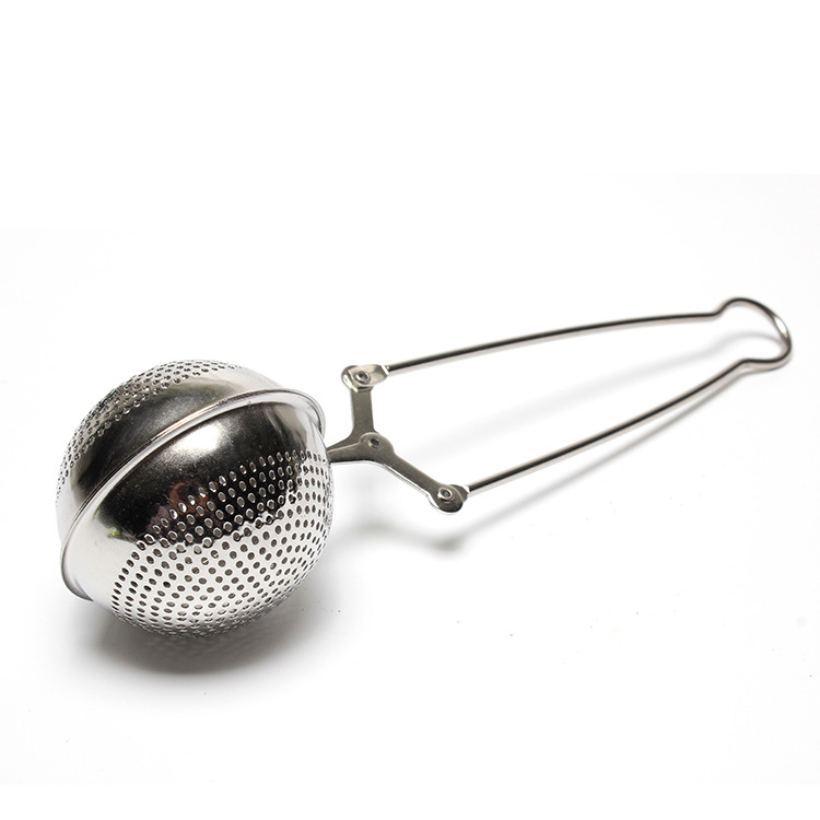 Picture of Modern simple 304 stainless steel tea drain handle round ball tea strainer with handle tea ball spot tea strainer wholesale