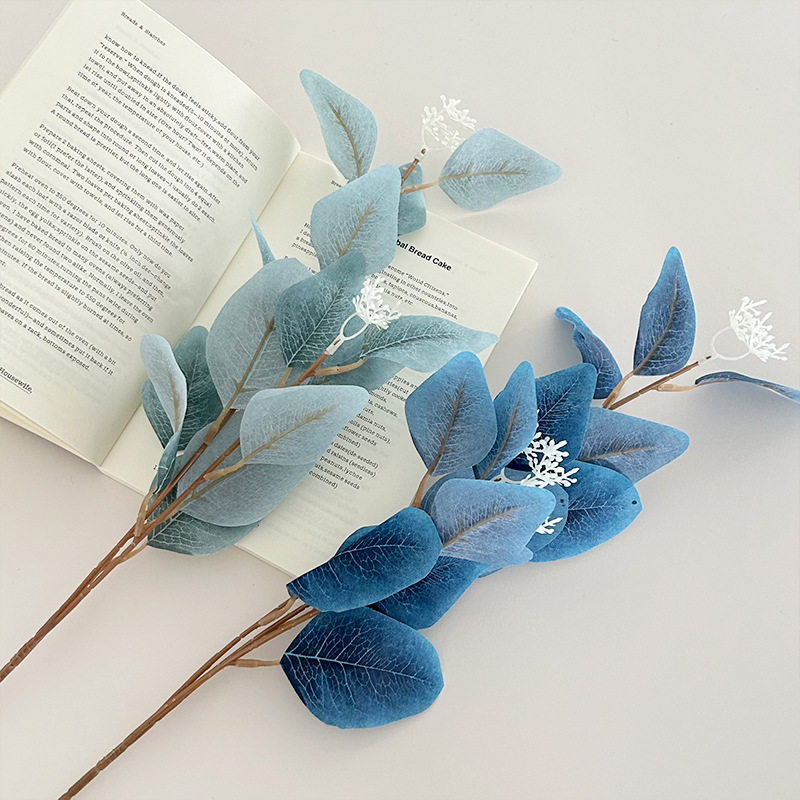 Picture of 3 fork with fruit eucalyptus leaves ins simulation green plant eucalyptus Apple leaf wedding flower arrangement leaf material home decoration ornaments