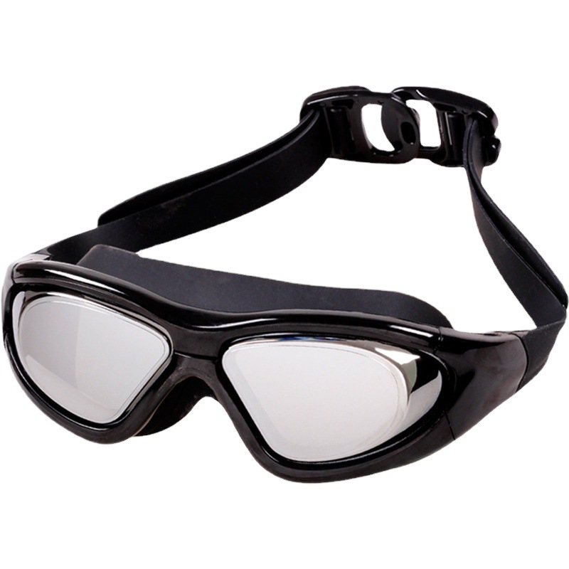 Jiehu swimming goggles wholesale large frame electroplated waterproof anti-fog HD swimming glasses men and women myopia swimming goggles