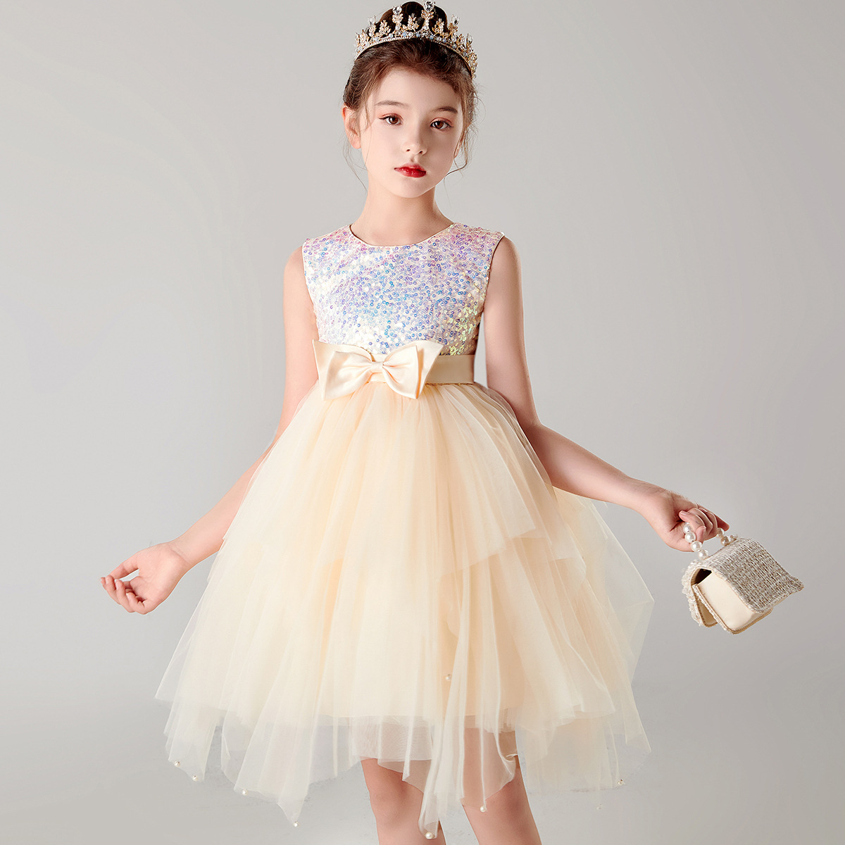 Girls' Dress Beaded Children's Wear dress Host Table Performance Clothes Children's Dress Cross-border One-year-old Princess Dress