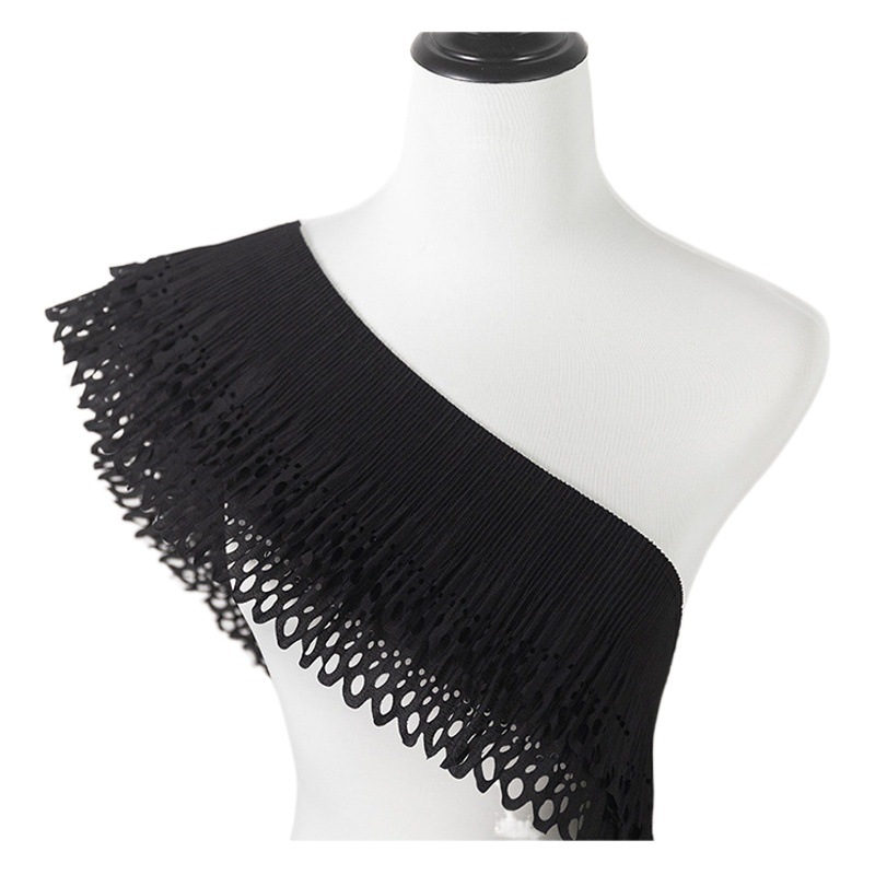 15cm wide black and white double-layer hollow skirt soft skin-fitting clothing women's cuff hem decorative accessories