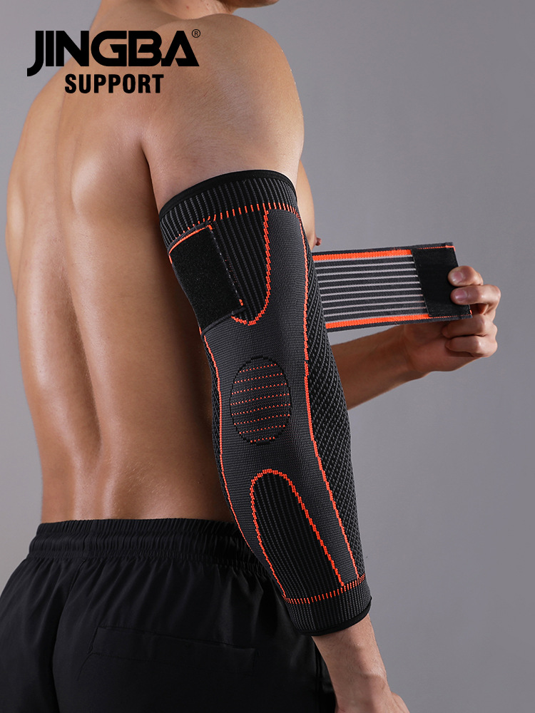 JINGBA sports elbow long boxing weightlifting riding pressurized knitted non-slip outdoor protective equipment manufacturers wholesale