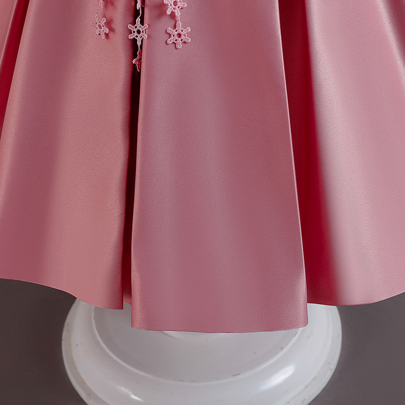 Picture of Cross-border new children's dress Princess dress satin beaded bow dress flower girl birthday party costume