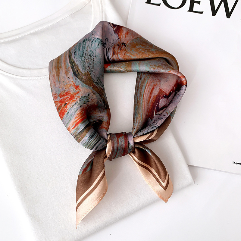 Picture of 2024 New Style Silk Scarves Women's Spring and Summer Fashion Printed 100 Mulberry Silk Small Square Scarf South Korea Ribbon Scarf