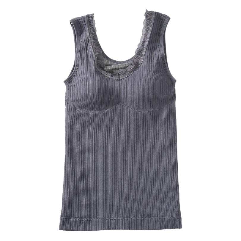 New velvet padded beautiful back warm vest without steel ring sexy V-neck cationic velvet ladies thermal underwear
