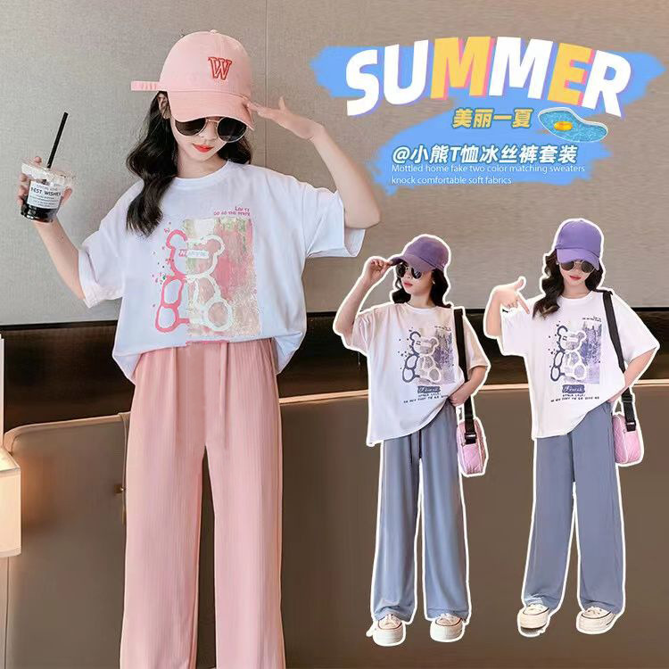 Picture of Girls Short-Sleeved T-Shirt Suit Summer 2025 New Girls Clothes Kidsren Summer Girls Clothes Girls Big Kidsren Summer Clothes
