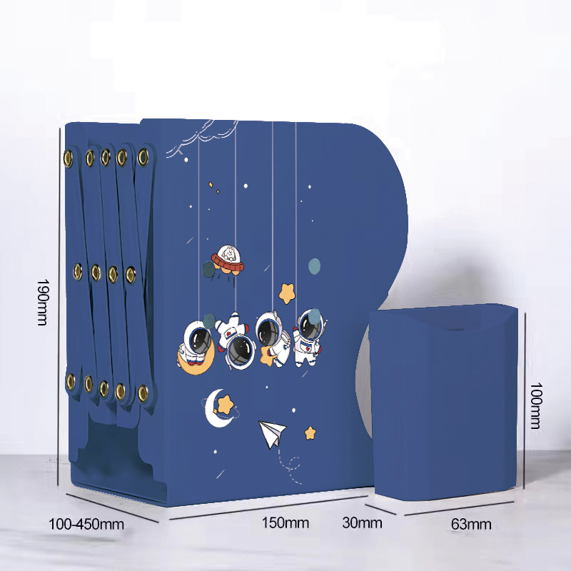 Picture of Bookshelf large capacity thickened simple fixed Book student desk storage rack with pen holder retractable book stand batch
