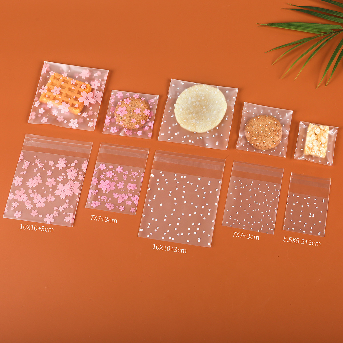 Sakura Dot Frosted Self-Adhesive Bag Snowflake Crispy Nougat Gift Bag Manufacturer Wholesale Baking Biscuit Packaging Bag