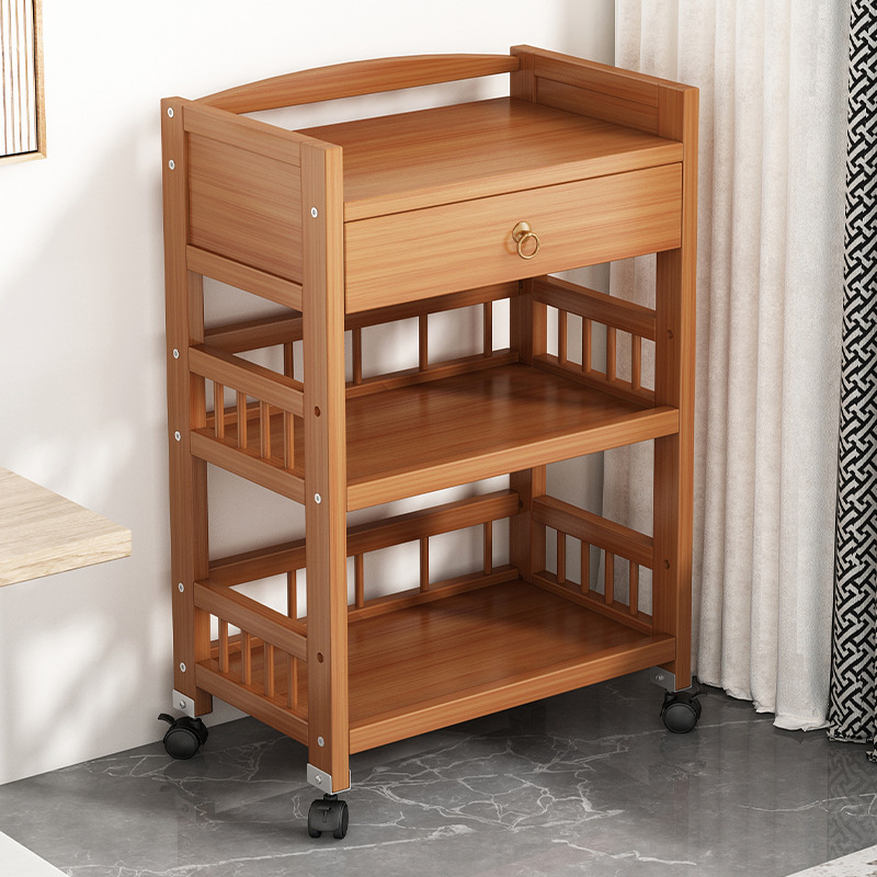 Storage Rack Multi-Layer Storage Rack Floor-Standing Mobile Trolley Simple Tea Rack Tea Room Table Display Tea Cabinet