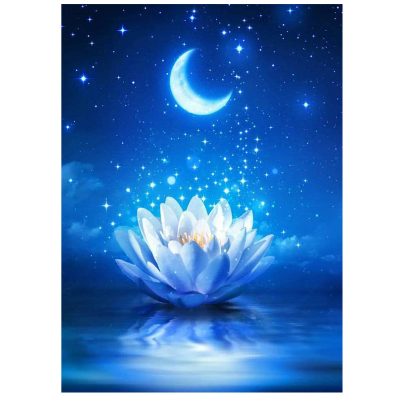 5D Diamond painting handmade diy Diamond painting wholesale Amazon cross-border explosions lotus lamp full diamond cross stitch