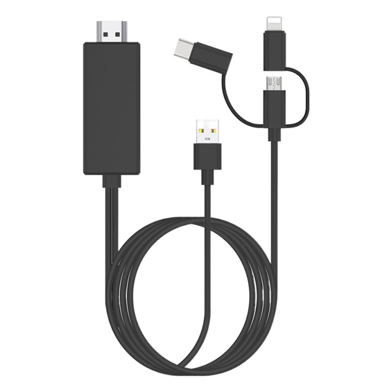 Suitable for Apple iPhone Screen Mirroring HDMI Cable Lightning Three-In-One Tv Projection High-Definition