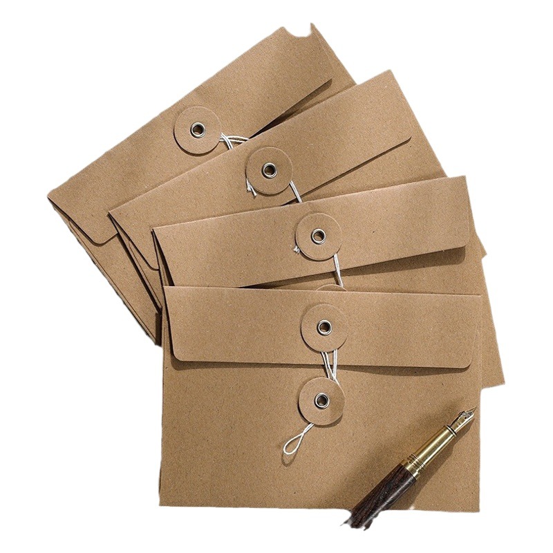 Kraft paper file bag office A4A5 horizontal blank file bag line buckle data bag storage bag winding large capacity