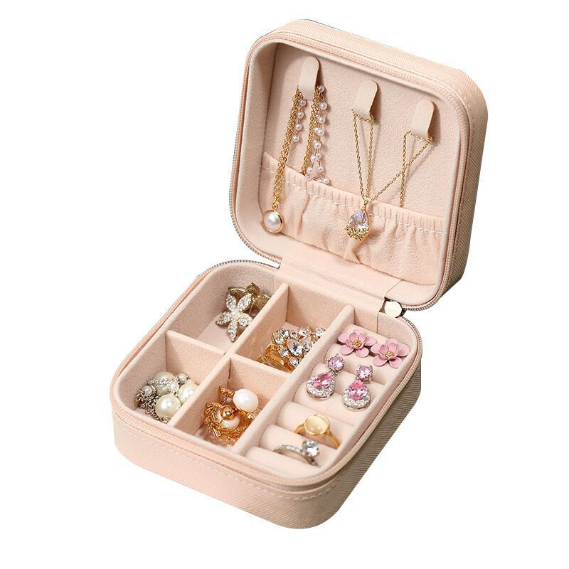 Picture of Jewelry Storage Box Pu Large Capacity Jewelry Packaging Earrings Necklace Portable Travel Jewelry Box Wholesale Zipper