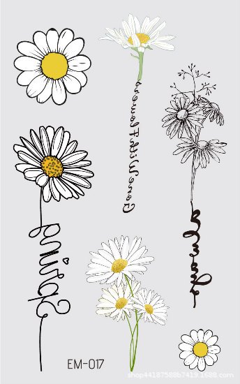 Picture of New Waterproof Sweat-proof Flower Tattoo Sticker Small Fresh Daisy Women's Face Arm Temporary Tattoo Sticker