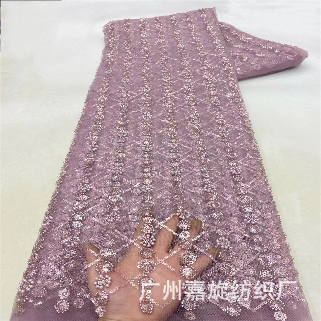 French Heavy Industry Wedding Dress Positioning Embroidered Sequins Bead Tube Embroidered Cloth bridal sequins fabric JX4174