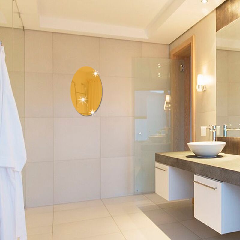 Picture of Acrylic Mirror Wall Stickers DIY Bathroom Soft Mirror Makeup Mirror Stereo Full-Body Dressing Mirror Wall Decoration