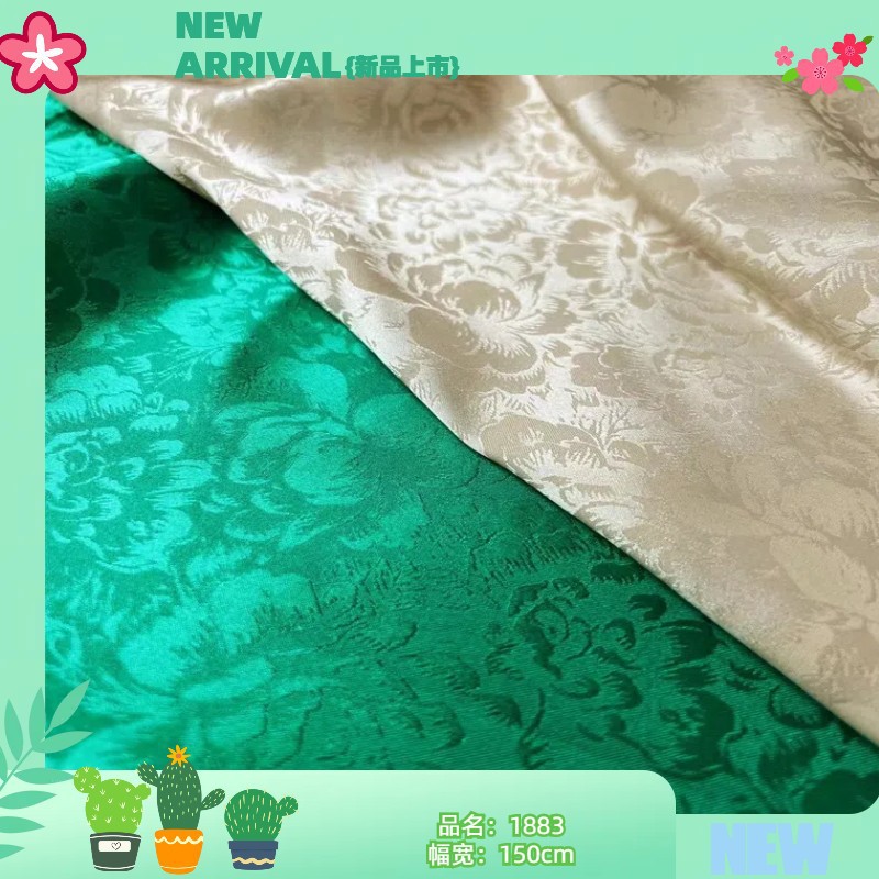 2024 spring and summer satin satin satin jacquard Lily dark pattern jacquard National Style wide leg pants top fabric
