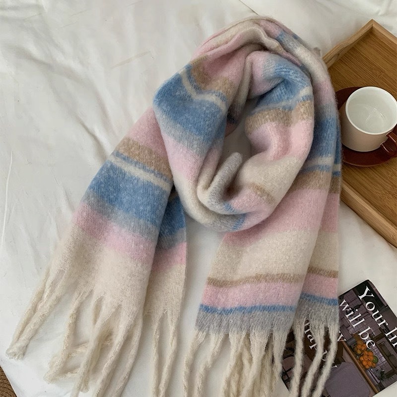 Picture of Maillard new striped scarf women's autumn and winter thickened warm neck snood student versatile solid color scarf manufacturer cross-border