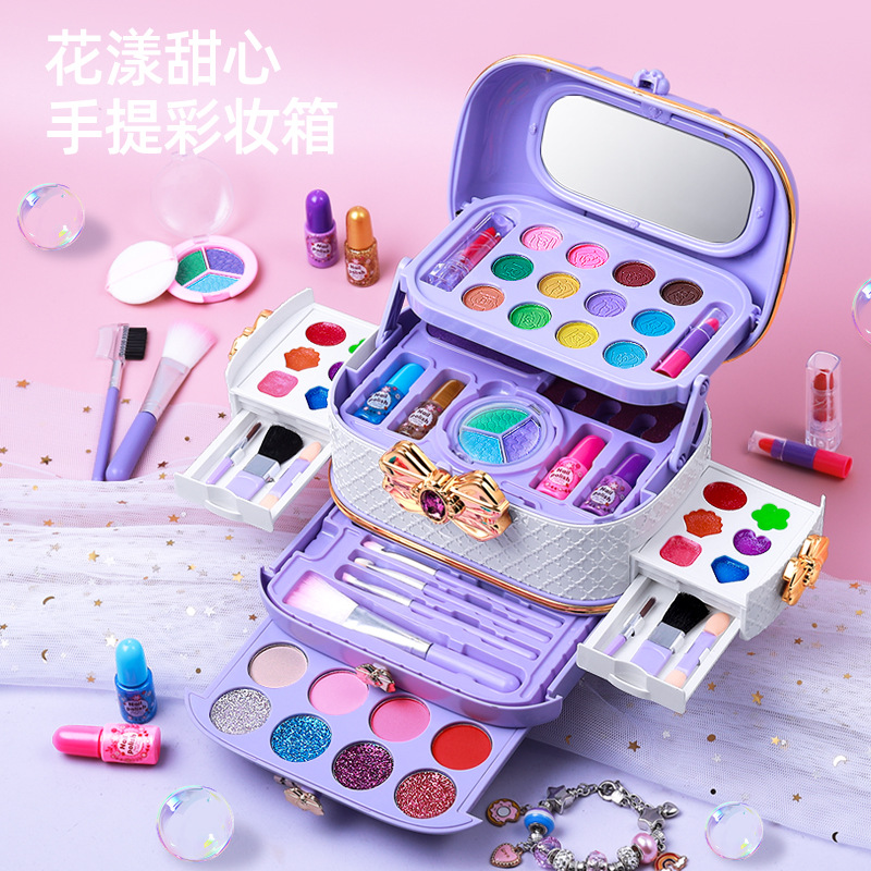 Picture of Children's Girl Princess Makeup Box Cosmetic Eye Shadow Nail Polish suit Gift Box Cross-border Amazon New Toys