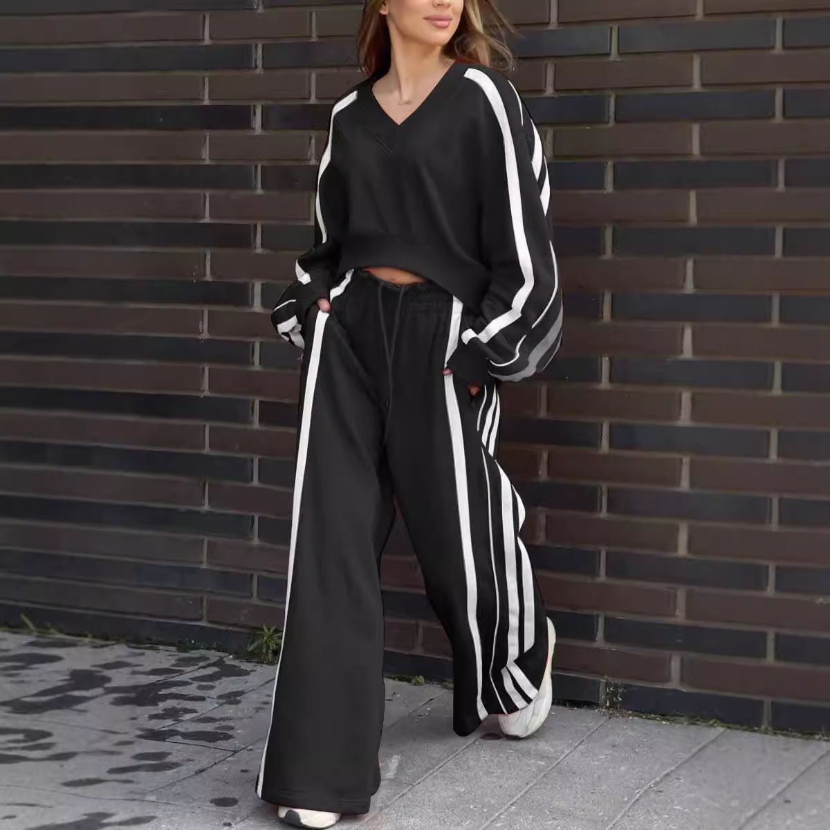 Cross-Border New European and American Foreign Trade Casual Long-Sleeved Trousers Suit Women's Amazon Women's Two-Piece Set