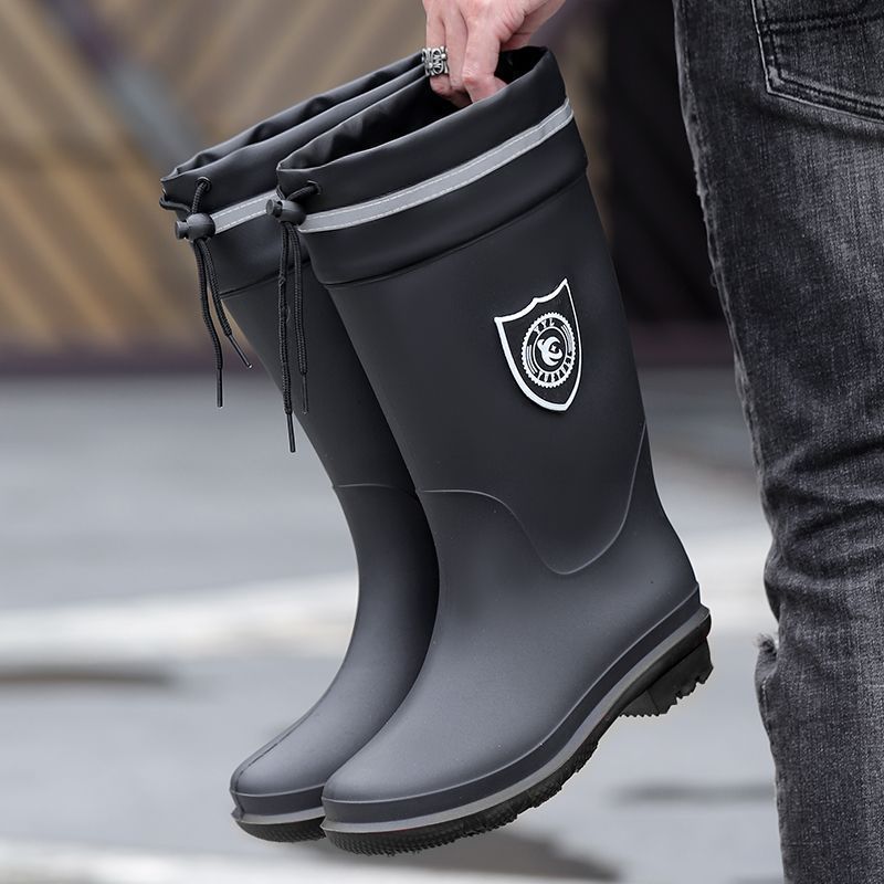 Picture of Rain boots 39-48 size medium simple waterproof drawstring extra large size men's and women's medium warm waterproof fleece-lined detachable non-slip women's boots