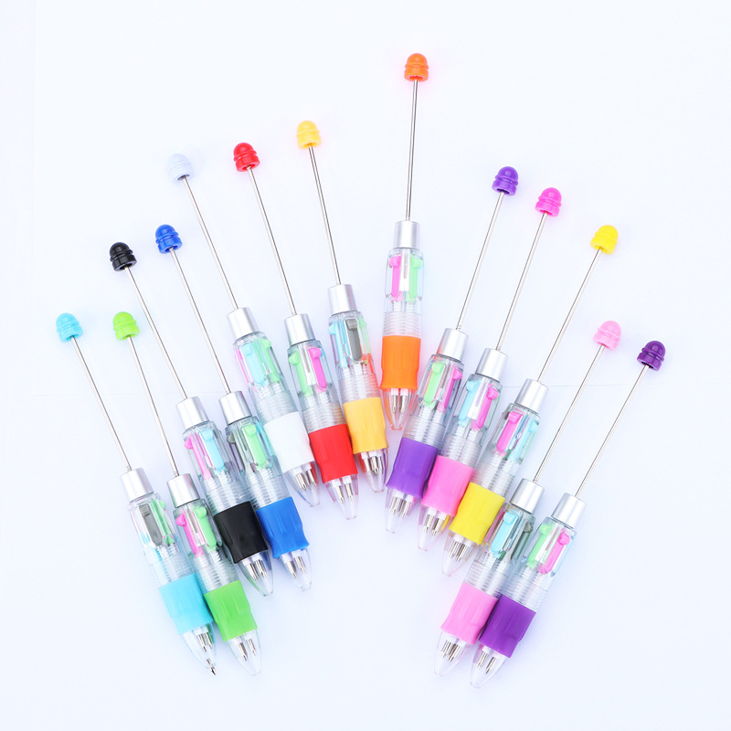 Picture of Factory Direct four-color beaded pen DIY multi-color refill ballpoint pen key mark press plastic gift pen