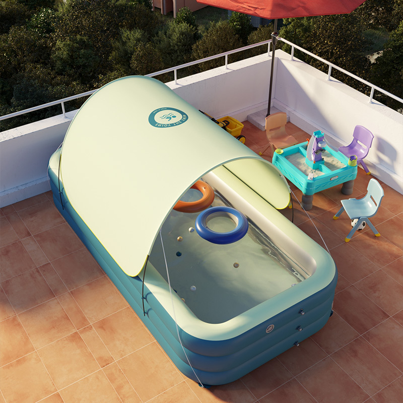 Picture of Automatic inflatable children's inflatable swimming pool slide large naughty Castle thickened awning accessories factory