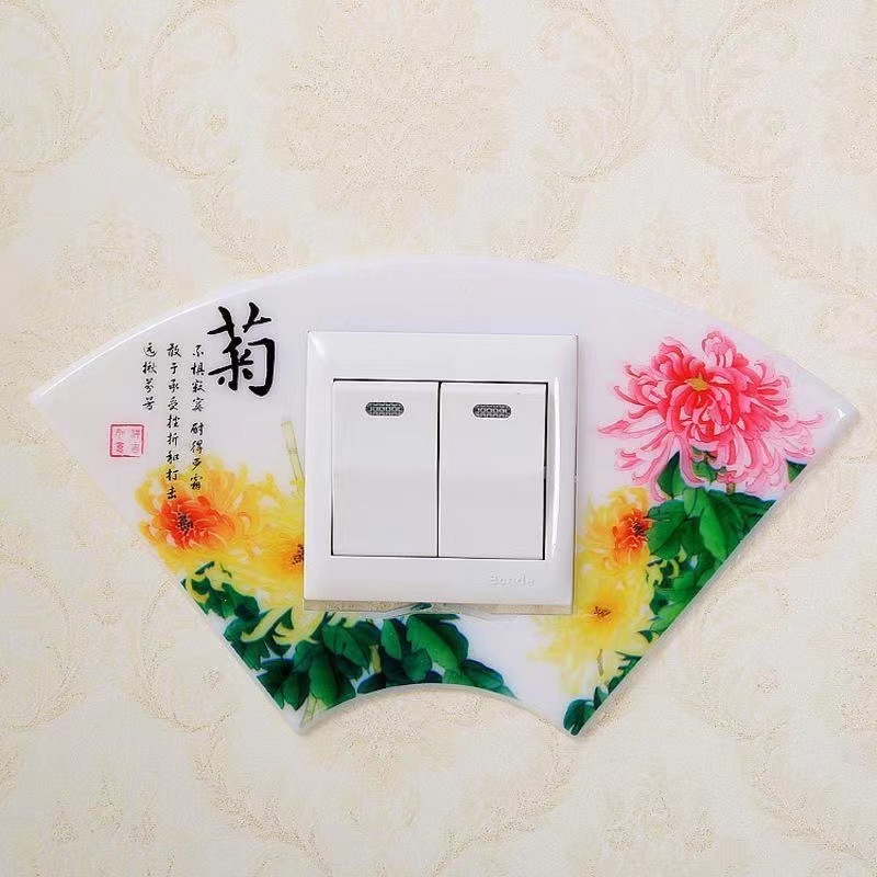 Picture of Plastic Switch with Bamboo, Orchid and Plum and Chrysanthemum Combination Plastic Switch Stickers, Various Styles of Scenery Home Decorations