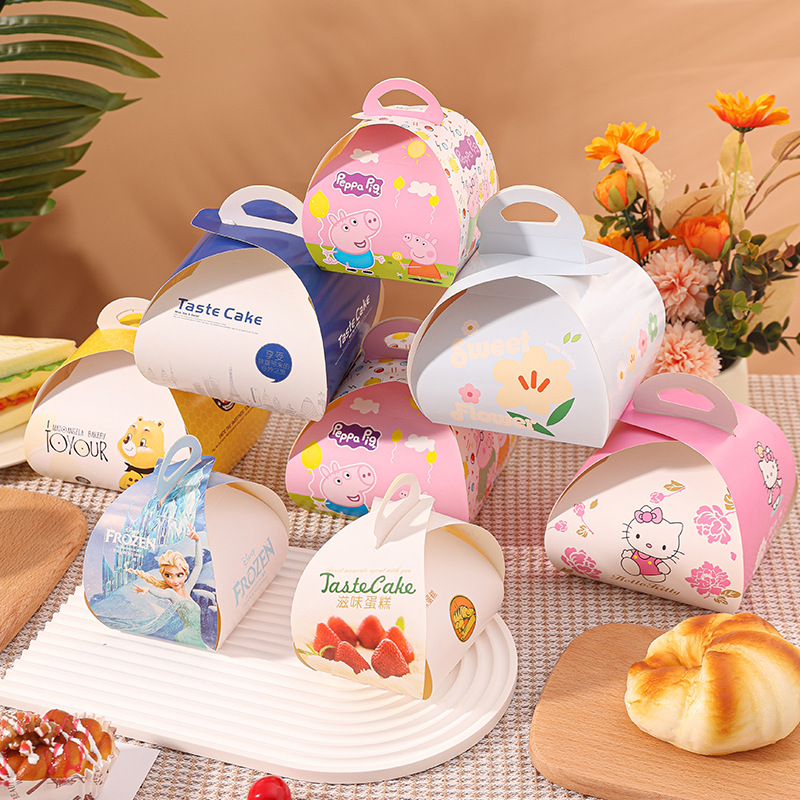 Small cake dessert box portable French mousse lasagna packaging box baking pastry box cut cake packaging box