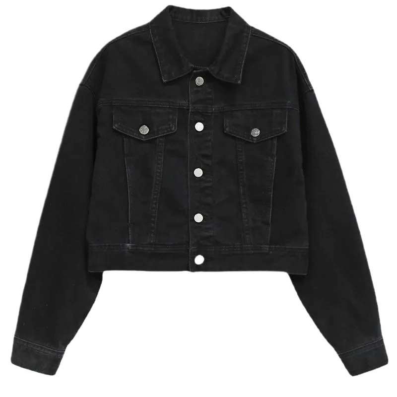 Picture of 2025 New Early Spring Retro Street Loose Black Short Denim Jacket Women's Easiest for Match Jacket Long Sleeve Top