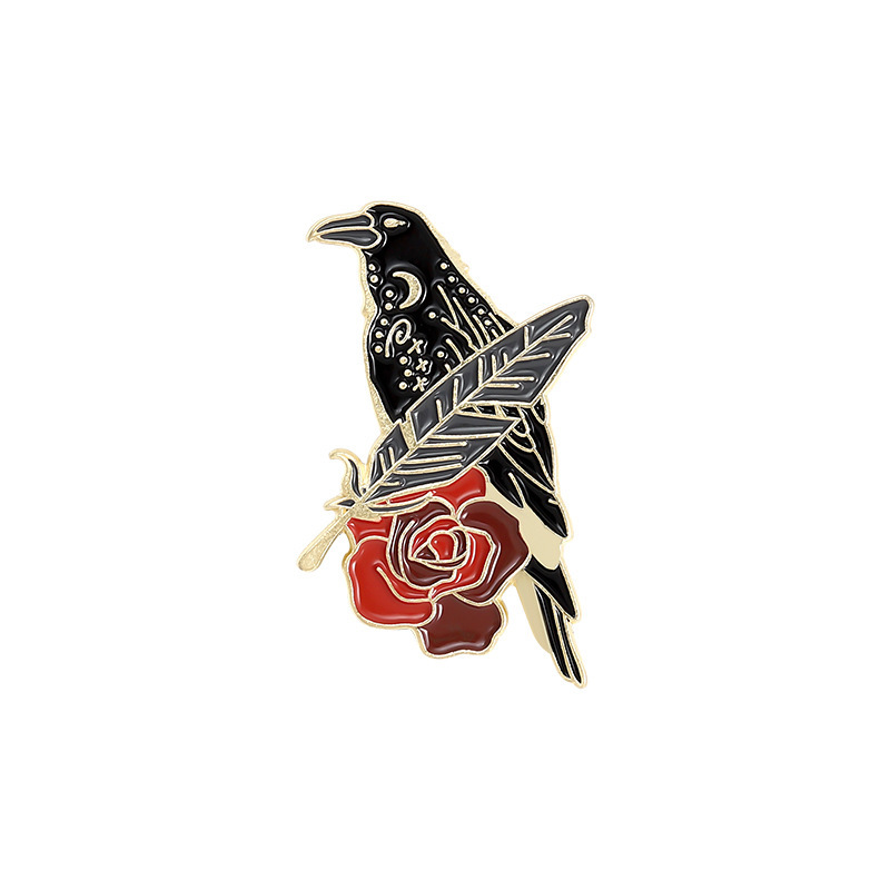 Picture of Foreign trade jewelry animal series alloy brooch creative cartoon crow flying modeling paint badge wholesale