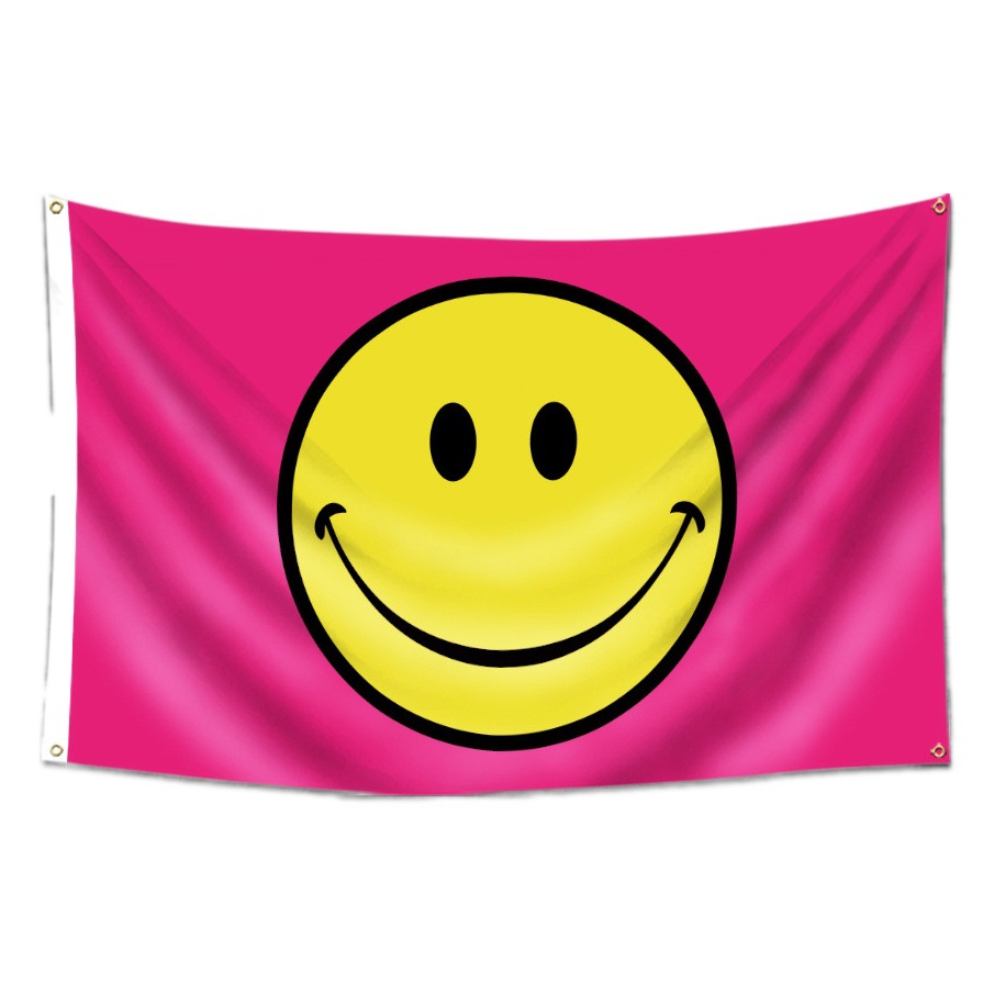 PINK Happy Smiley Face flag Pink Smiley Flag 90*150CM Flag