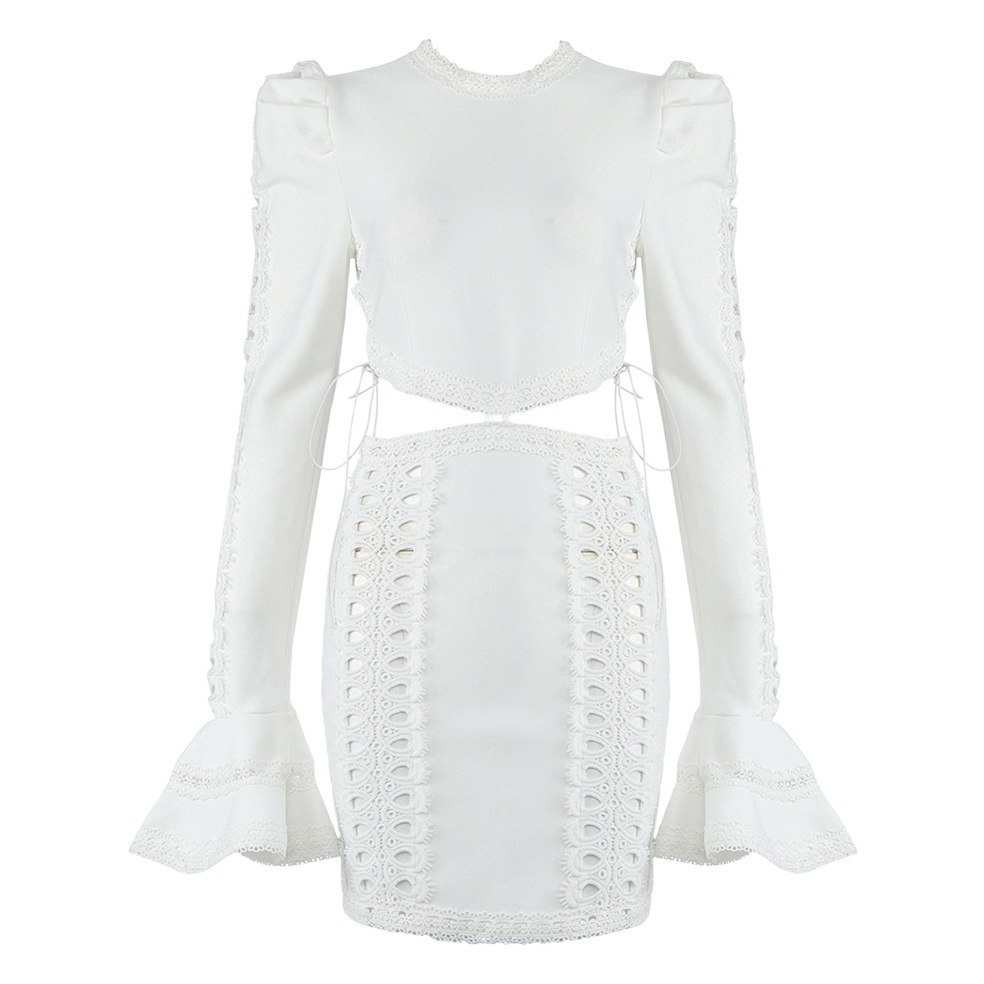 Waist-tight solid color short skirt white sweet skirt suit elegant commuter high waist acetate